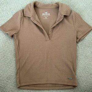 brown collard shirt